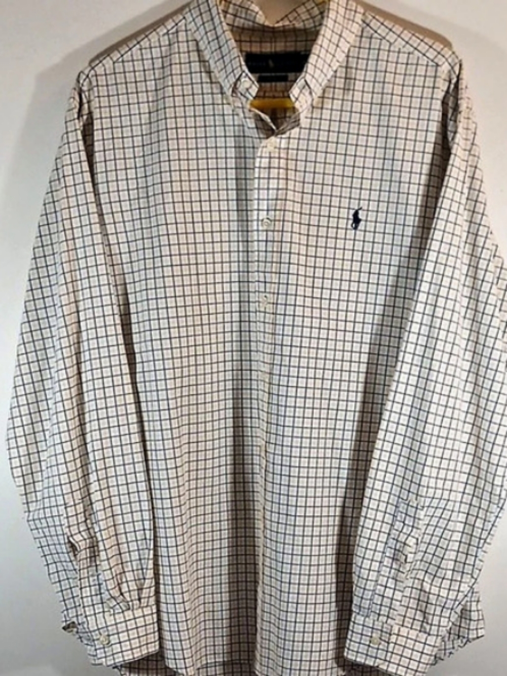 Ralph Lauren Classic Fit Checkered Button Down Shirt in White ,Yellow & Blue